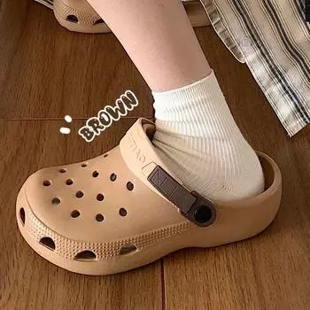 Thin Strip Student Cute Personality Ins Puppy Dog Hole Shoes Baby Boy and Girl Summer Outwear Eva Non Slip Beach Shoes No flower deduction Mocha Brown 40-41