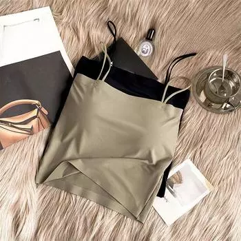 Тонкий летний топ из ледяного шелка с фиксированными чашками, женский летний базовый бюстгальтер без бретелек с антибликовым покрытием и нижнее белье с облегающим эффектом на груди L чёрный