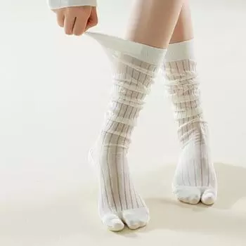 Thin Two Toe Stockings Knee High Mid-tube Stocking Women All Match JK Calf Long Socks Girls