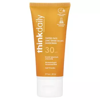 think, Think Daily, тонирующий солнцезащитный крем для лица с оксидом цинка, SPF 30, 59 мл (2 жидких унции)