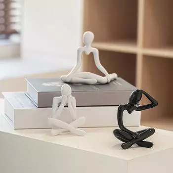 Статуэтка мыслителя, абстрактная статуэтка йоги, пластиковая ручная работа, скульптура, домашний декор, украшения для офиса и рабочего стола 10.4*10.9*7.3cm чёрный