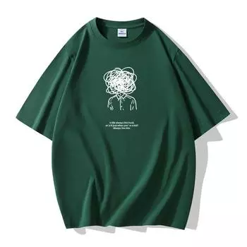 Thinking S-5XL Мужская футболка из чистого хлопка с короткими рукавами Летняя повседневная футболка M темно-зеленого