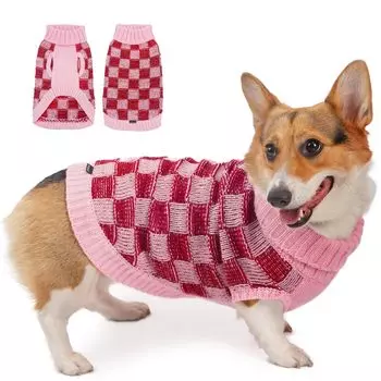 ThinkPet свитер для больших собак Рождественский свитер для собак для больших собак Одежда для собак для девочек и мальчиков Вязаный теплый мягкий для холодного времени года - - (Розовый, Л)