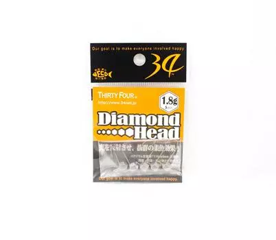 Thirty Four Jig Head Diamond Head 1.8 grams 5 per pack (2074)