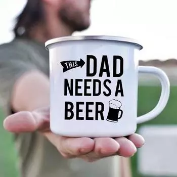 This Daddy Need A Beer Creative Enamel Mug Camping Cup of Coffee Stainless Steel Mug Kawaii Mugs Coffee Cups Cups to Sublimate 360ML