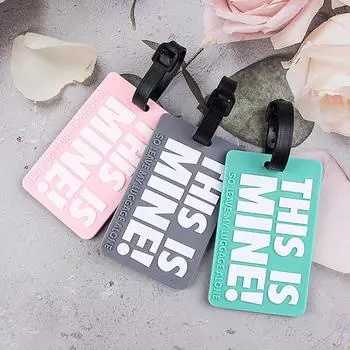 THIS IS MINE Reminder Slogan Cartoon Letter Luggage Tags PVC Boarding Identification Tags for Travelling Air Plane Check-in Tags серый