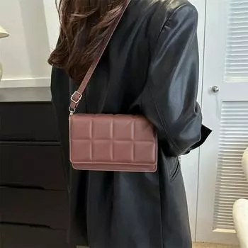 This year, it is popular, fashionable, simple temperament, commuter rhombus embroidered thread bag, women s 2024 autumn and winter белый