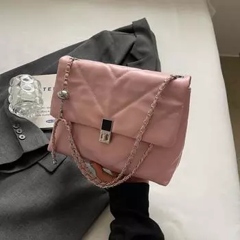 This year s popular bag 2024 new fashion shoulder bag autumn soft leather chain bag texture commuter messenger bag чёрный