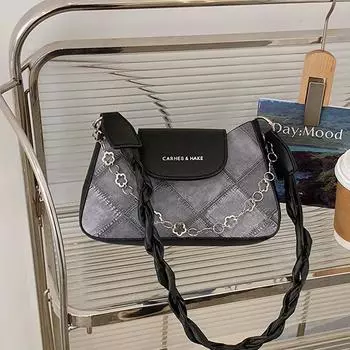 This year s popular bag women s 2024 summer new fashion niche shoulder bag underarm bag casual fashion handbag чёрный