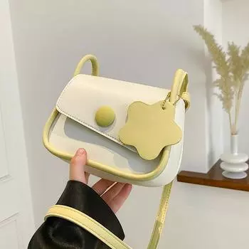 This year s popular casual simple saddle bag trendy fashion shoulder bag 2024 summer new retro messenger women s bag жёлтый