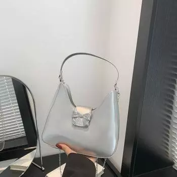 Популярная в этом году модная сумка-бабочка в корейском стиле, нишевая текстура, весна 2024, новый тренд женской сумки на одно плечо под мышкой чёрный