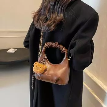 This year s popular handbag ladies 2024 new autumn and winter light luxury niche high-end messenger dumpling bag чёрный