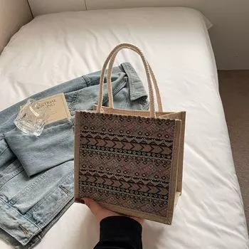This Year s Popular National Style Tassel Bag 2025 New Trendy Fashion Commuter Handbag Women Ins Japan fashion Handbag Khaki zipper without pendant