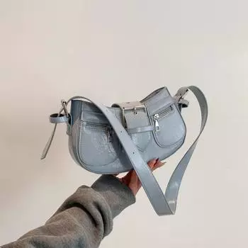 This year s popular new moon bag 2024 winter new bag women s niche design messenger bag retro personalized shoulder bag чёрный