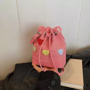 This year s popular small bag women s 2024 new popular love foreign style shoulder bag autumn messenger bucket bag чёрный