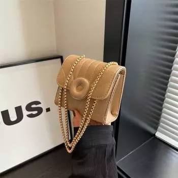 В этом году популярные маленькие сумки для женщин, осень 2024, универсальная, новая модная сумка-мессенджер с цепочкой, текстура, маленькая квадратная сумка чёрный