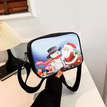 This year s popular small square bag 2024 winter new women s bag Halloween graffiti shoulder bag personalized casual messenger bag