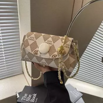 В этом году популярная повседневная женская сумка-цепочка 2024 года, новая ромбовидная сумка для поездок на работу, текстура ретро-сумки через плечо, косая сумка-спин чёрный