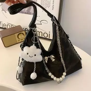 This year, the popular large-capacity double shoulder 2024 new simple leisure summer chain multi-functional shoulder tote bag Without pendant