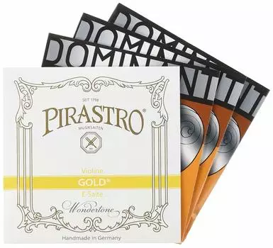 THOMASTIK Комплект скрипичных струн Pirastro Gold петля для струн 4/4 (E ADG Доминантный) (Конец Е) золотой
