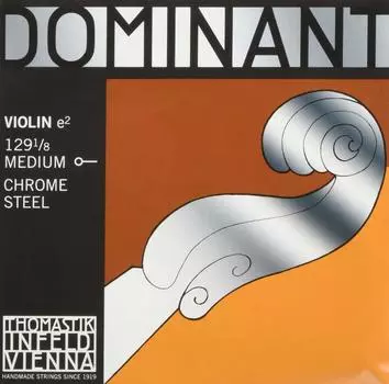 Thomastik Violin String, Dominant E, Ball End 18, Medium Tension, Chrome Steel, 129