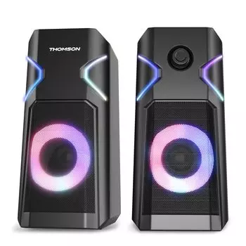 THOMSON PC Speaker Gaming Speaker RGB Light Switchable Проводной USB-разъем для наушников Компактный канал стерео Вертикальный 6 Вт 3,5 мм 2.0 (3 Вт*2)