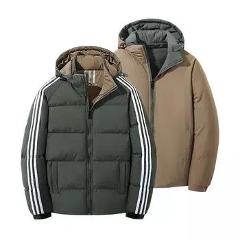 Three Bar Cotton Jacket for Men, Fashionable, Detachable Hat, Thick Cotton Jacket, Casual and Warm Cotton Jacket, Winter Clothing 6XL