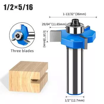 Three-blade Ball T-shaped Knife Metric 5mm-12mm Slotting Cutter Woodworking Slotting Milling Cutter T-shaped Notch Cutter Engraving Machine Three-edge ball T-knife 1/2 * 36 * 8