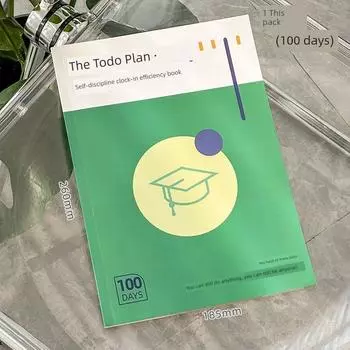 Three Class Two Countdown 100 Days Self-Discipline Clock-in Efficiency This Student Time Management Postgraduate Entrance Examination Daily Planner 1 pack (100 days)
