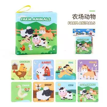 Three-Dimensional Baby Cloth Book Early Education Toy 4 Pages 8 Sides Palm Book Forest Animals English Cognition Baby Cloth Book
