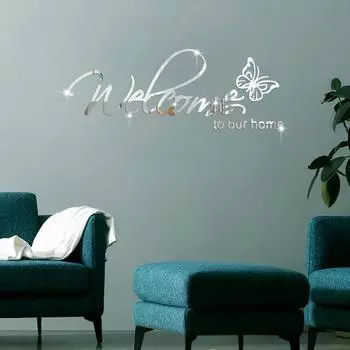 Three-dimensional mirror wall sticker acrylic self-adhesive decorative English sticker bedroom bedside sticker