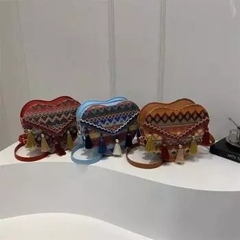 Three-dimensional Single-shoulder Bag Heart-shaped Coin Purse Trendy and Versatile Tassel Crossbody Bag красный