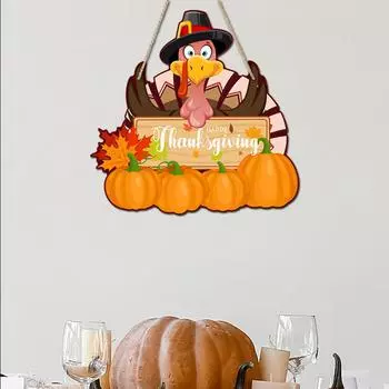 Three-dimensional Thanksgiving Turkey Dwarf Atmosphere Wooden Pendant Party Porch Decoration Hanging Sign