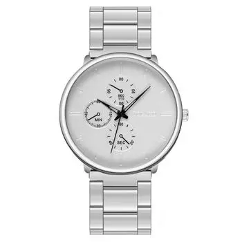 Three Eyes Fashion Blue Needle Мужские часы Мужские часы Стальной браслет Раскладывающаяся застежка Кварцевые часы