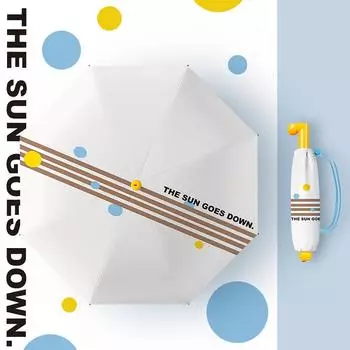 Three fold cute hand open folding umbrella vinyl sunscreen UV protection sun umbrella female personality creative small fresh 54*8k