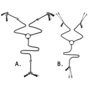 Three-headed gourd breasts pussy clip alternative female adult fun chest nipples pussy punishment tool