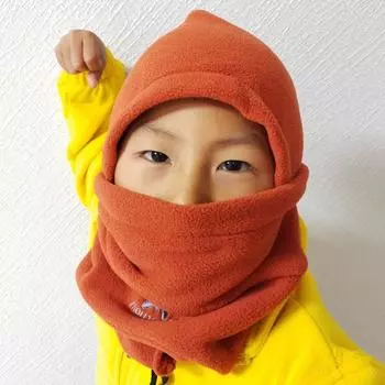 Three-in-One Children s Head Cover Sunson Fleece Hat Children-Orange All yards