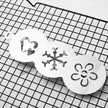 Three-in-one Stainless Steel Coffee Drawing Die Coffee Gadget Cake Dusting Mold Coffee Decoration