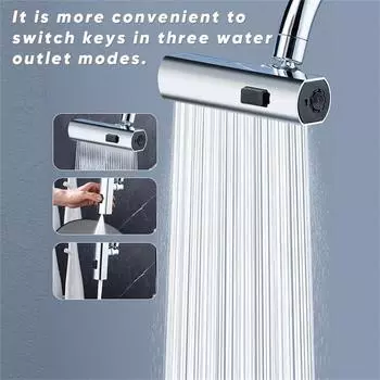 Three Level Waterfall Universal Faucet Extension Device Vegetable Washing Splash Proof Device Rotatable Universal Extender