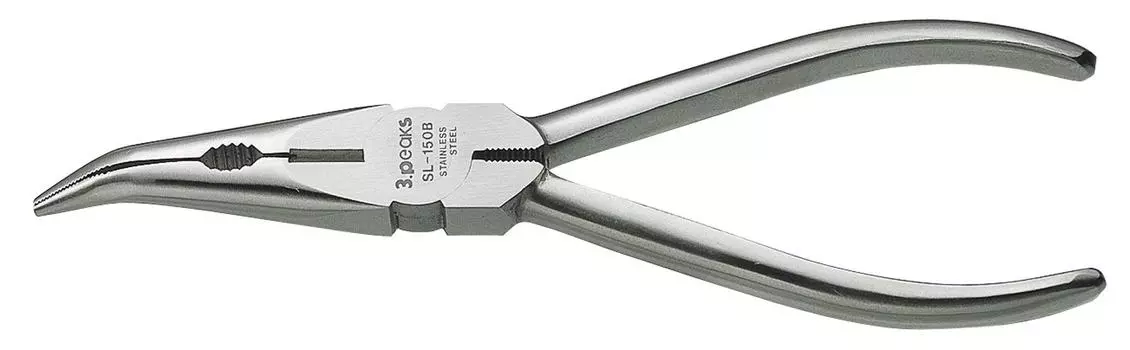 Three Peaks Giken Stainless steel pliers 150mm 3.peaks bent-nose SL-150B серебряный