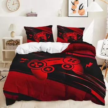 Three-Piece 3D Quilt Cover Gamepad Cool Gradual Change Kit Bedding 135 * 200 (two-piece set) 90g
