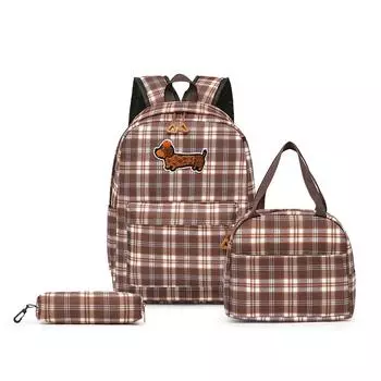 Комплект из трех рюкзаков с сумкой для ланча, ручкой, рюкзаком для девочек-учениц младших классов, легким рюкзаком большой вместимости для учеников третьих-шестых классов хаки