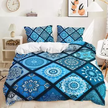 Three-Piece Bohemian Plaid Quilt Cover Two-Piece Bedding Kit 135 * 200 (two-piece set) 90g