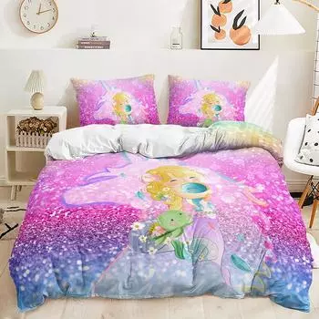 Three-Piece Closed-Eye Unicorn Eyelash Quilt Cover Bedding Kit Children S Room 135 * 200 (two-piece set) 90g