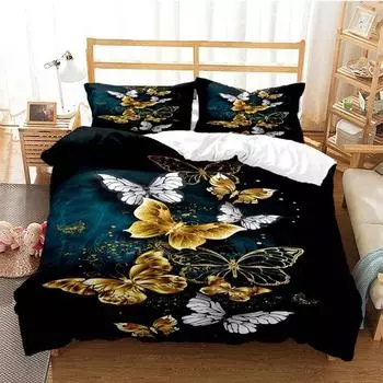 Three-Piece Digital Printing Kit 3D Purple Lavender Butterfly Bedding 70 * 133 two-piece set