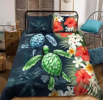 Three-Piece Digital Printing Kit 3D Sea Turtle Marine Animal Quilt Cover Bedding 70 * 133 two-piece set