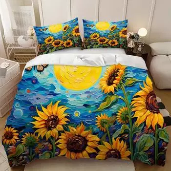 Three-Piece Digital Printing Sunflower Series On The Bed 135cm * 200cm (three-piece set)