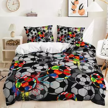 Three-Piece Football Basketball Football Quilt Cover Two-Piece Bedding Kit 135 * 200 (two-piece set) 90g