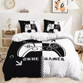 Three-Piece Gamepad Couple Quilt Cover Two-Piece Bedding Kit 135 * 200 (two-piece set) 90g