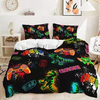 Three-Piece Gamepad Quilt Cover Two-Piece Bedding Boys Kit 135 * 200 (two-piece set) 90g